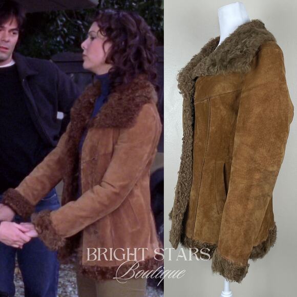 Rare Suede and Fur Jacket ASO Lorelai Gilmore Girls Brown Camel RARE HTF Y2K - Picture 3 of 15